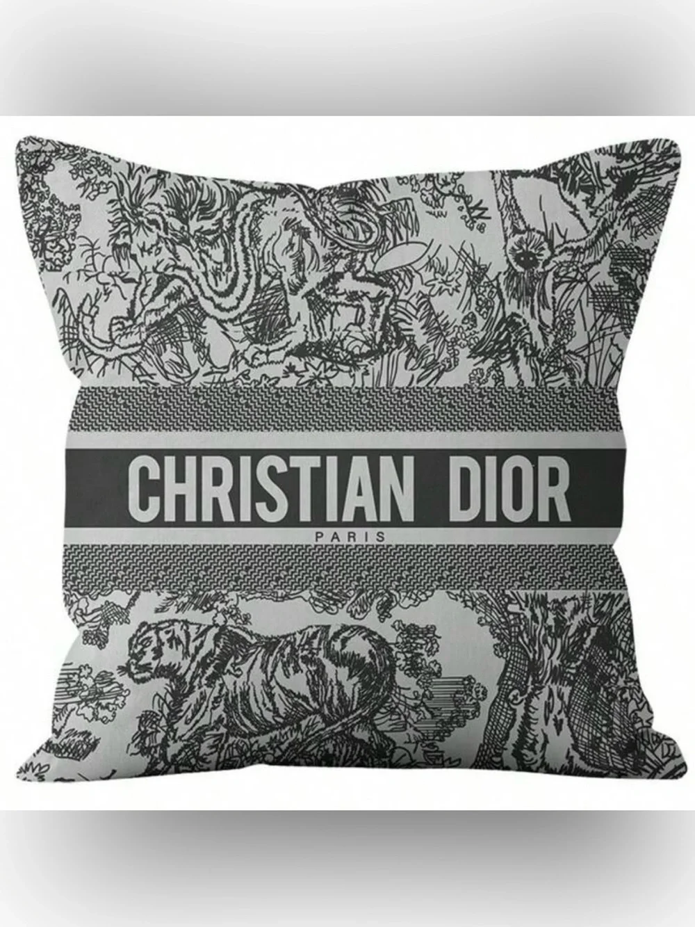 New Paris Toile Decorative Pillow COVER- gray& White 17.7 inch by 17.7 inch